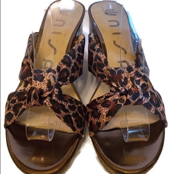 Unisa Cheetah Slide Wedge Sandals 6.5 6.5M - Picture 2 of 6